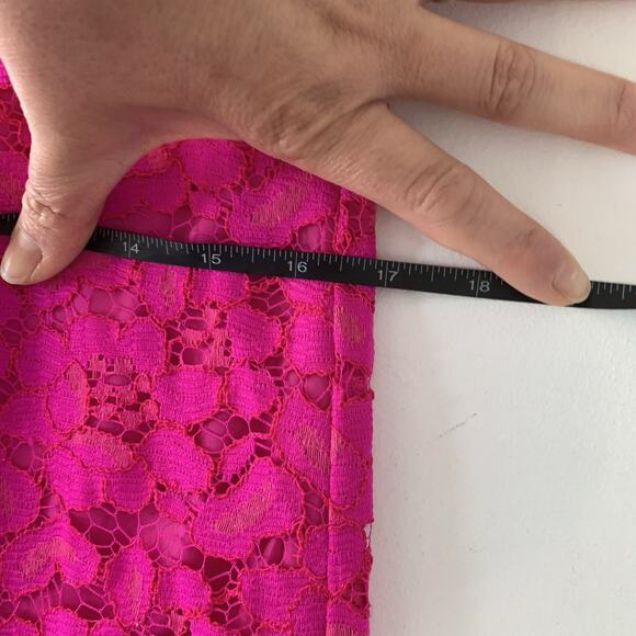 Trina Turk Fuchsia Pink Lace Mini Party Dress Open Back lined Small - Picture 10 of 11